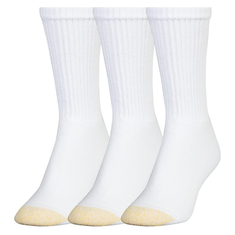 GOLDTOE Women's ULTRATEC Crew Socks, 3-Pairs, White, Shoe Size: 6-9 - Image 1